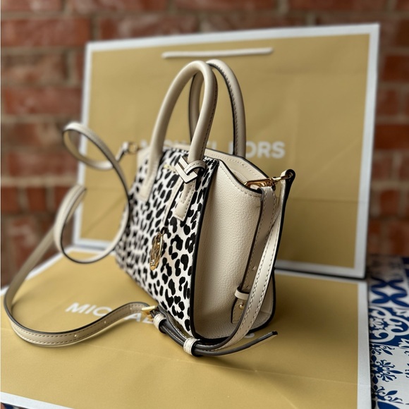 Michael Kors Avril XS Cheetah Print Calf Hair Leather Satchel Crossbody Bag - Picture 4 of 9